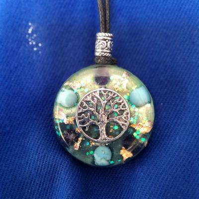 Orgonite petit pendentif rond ' Deep Protection '