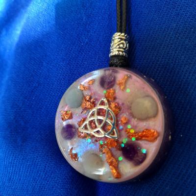 Orgonite petit pendentif rond ' True Link '